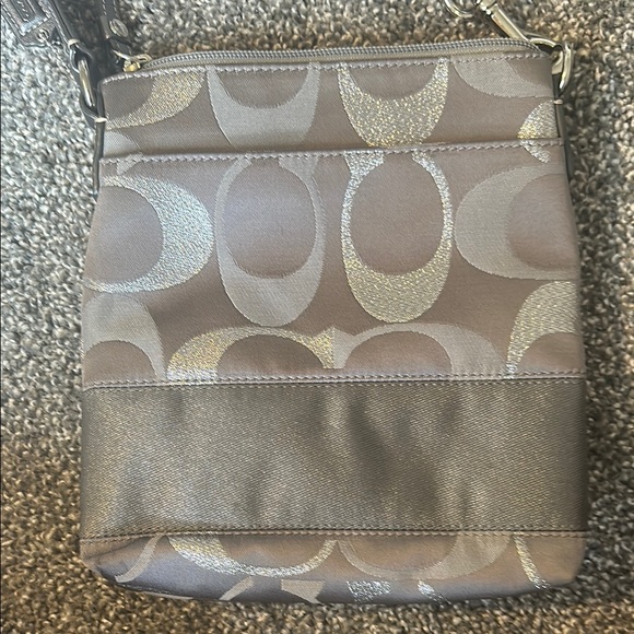 Coach Gray and Silver Crossbody Bag with Iconic Signature Pattern - Picture 6 of 6